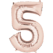 Rose Gold Numbered Minishape Foil Balloon #5