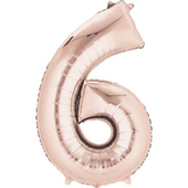 Rose Gold Numbered Minishape Foil Balloon #6