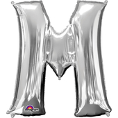 16'' Letter 'M' Silver Air Fill Balloon