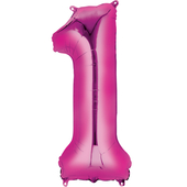 Pink Numbered Minishape Foil Balloon #1