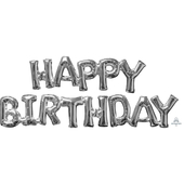 Silver Happy Birthday Balloon Bunting