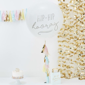 White Giant Hip Hip Hooray Balloon & Tassel Kit 36"