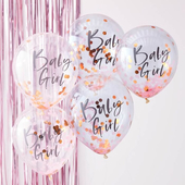 Baby Girl Pink Baby Shower Balloons - 5 Pack