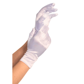 Wrist Length Satin Gloves - White