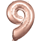 34" Rose Gold Numbered Foil Balloon #9