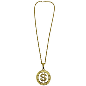 Gold Dollar Sign Circle Necklace