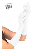 Elastane Satin Gloves - White