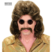 70s man wig and mustache