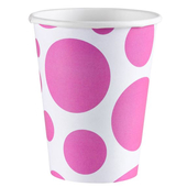 Bright Pink Dots Paper Cup - Close up