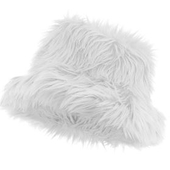 White plush bucket hat