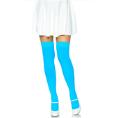 Nylon Thigh High Stockings - Neon Blue