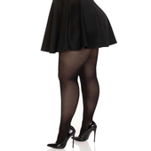 Plus Size Opaque Sheer To Waist Tights With Cotton Crotch Black