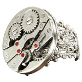 Steampunk Watch Gears Ring - Silver