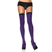 Striped Nylon Stockings - Black/Purple