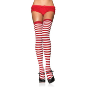 Striped Nylon Stockings - Red/White