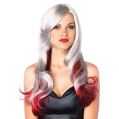 grey and red wig