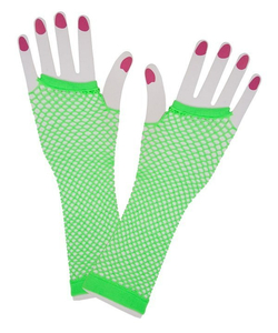 Neon green fishnet gloves