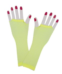 Neon yellow fishnet gloves