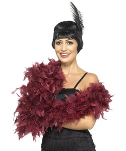 burgundy feather boa