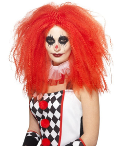 crimped clown wig - red