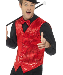 red sequin waistcoat