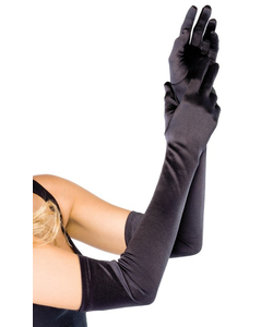 Extra Long Satin Gloves - Black