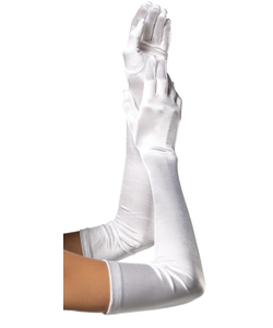 Extra Long Satin Gloves - White