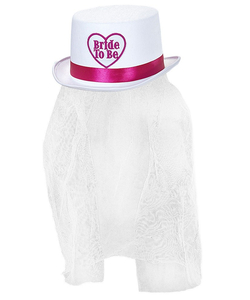 Bride To Be Top Hat With Veil