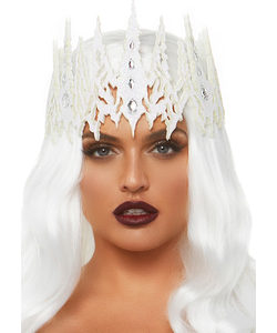 Glitter Die Cut Jewelled Crown - White