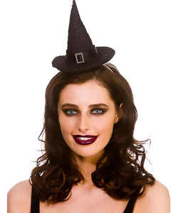 Deluxe Satin Witches Hat On Headband