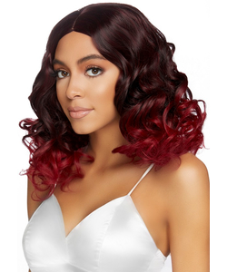 Curly Ombre Long Bob Wig - Burgundy