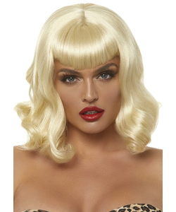 Retro Bang Curly Bob Wig - Blonde