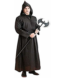 Black Taffeta Hooded Robe