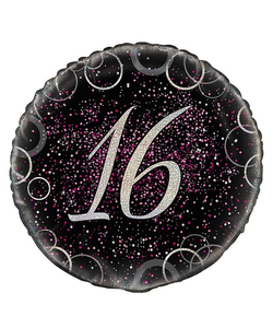 16th Birthday Pink Glitz Balloon 18"