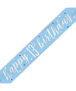 13th Birthday Glitz Blue & Silver Foil Banner - 9ft