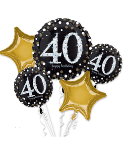 Sparkling 40th Birthday Foil Balloon Bouquets