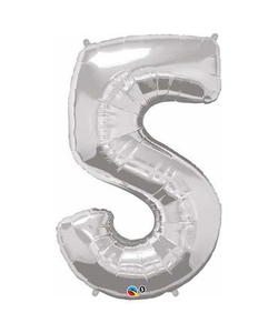 26'' Silver Numbered Foil Balloon #5