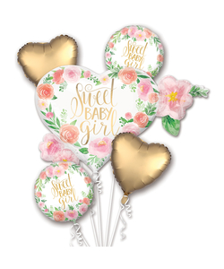 Floral Baby Satin Foil Balloon Bouquets