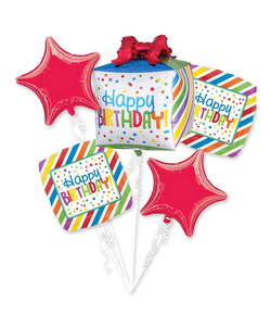 Happy Birthday Present Foil Balloon Bouquets