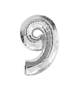 Silver Numbered Foil Balloon #9