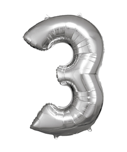 33'' Silver Numbered Foil Balloon #3