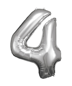 33'' Silver Numbered Foil Balloon #4
