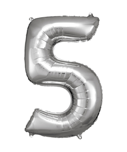 33'' Silver Numbered Foil Balloon #5