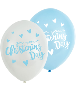 Christening Blue Latex Balloons 11"/27.5cm - 6 PK