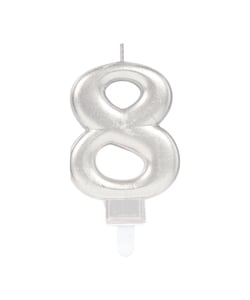 Silver Metallic Finish Number Candle #8
