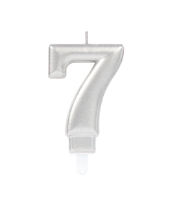 Silver Metallic Finish Number Candle #7