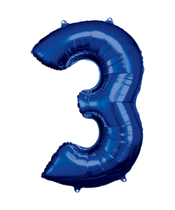 Blue Numbered Foil Balloon #3