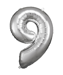 33'' Silver Numbered Foil Balloon #9