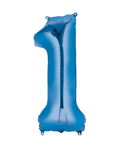 Blue Numbered Minishape Foil Balloon #1
