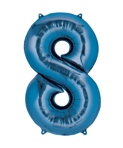 Blue Numbered Minishape Foil Balloon #8